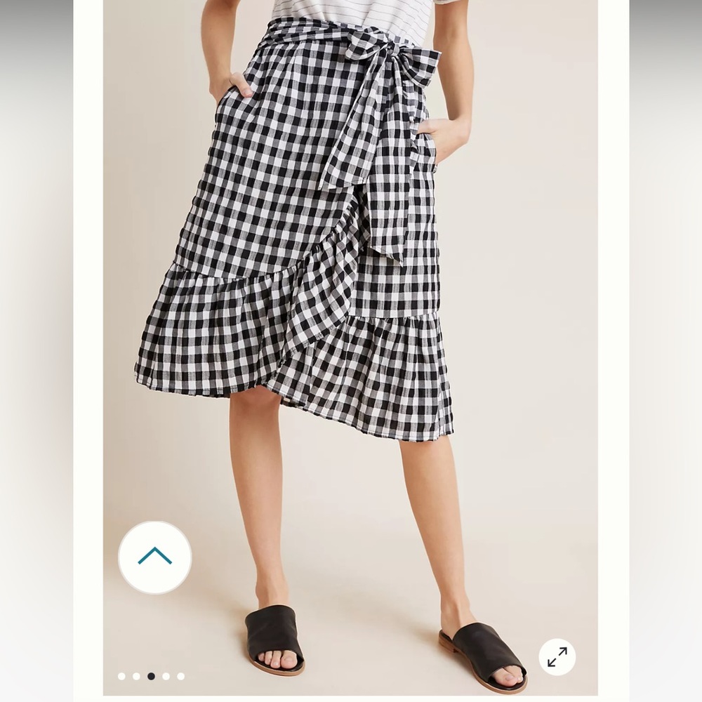 Anthropologie Wrapped Gingham Skirt